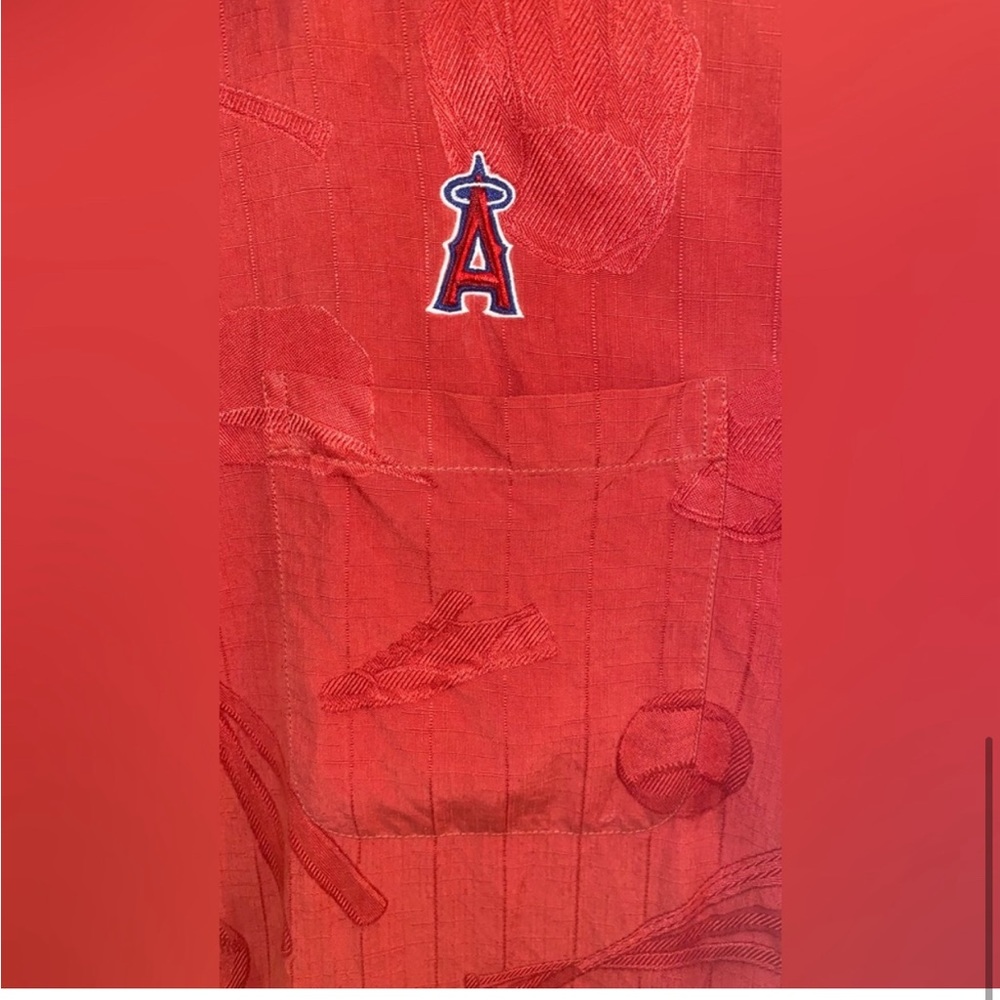 VINTAGE REYN SPOONER ANAHEIM ANGELS MLB 100% SILK HAWAIIAN SHIRT